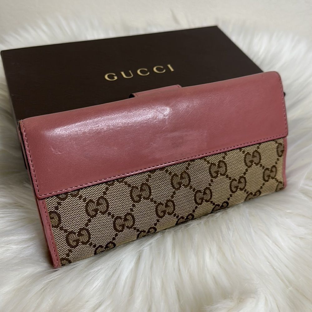 Gucci GG Canvas Pink Leather Heart Bifold Long Wallet with Box - Picture 4 of 15